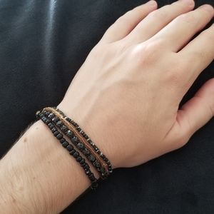Black Beaded Bracelet Set